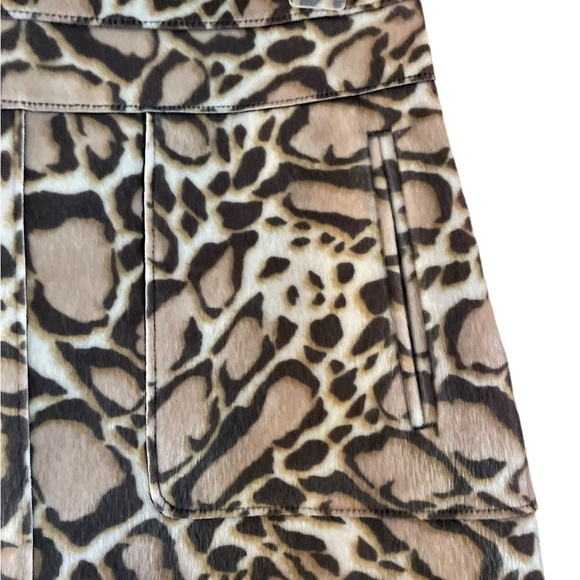 Women's BCBGMaxAzria Margaux Faux Fur Ocelot Leopard Print Back Zip Skirt sz 4 - Picture 2 of 9